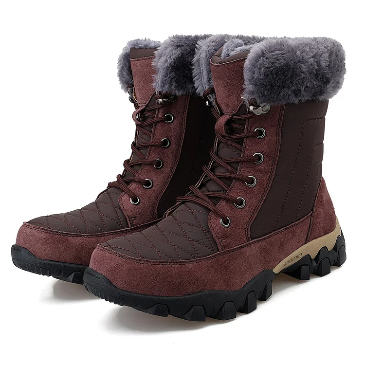 Men's Warm Fleece Lined Waterproof High Top Fur Snow Boots