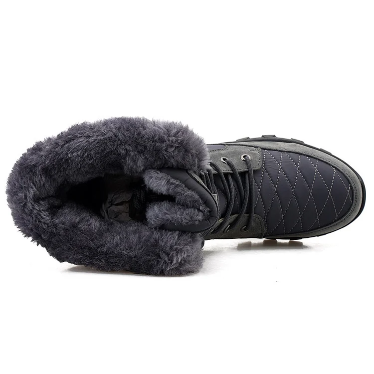 Men's Warm Fleece Lined Waterproof High Top Fur Snow Boots