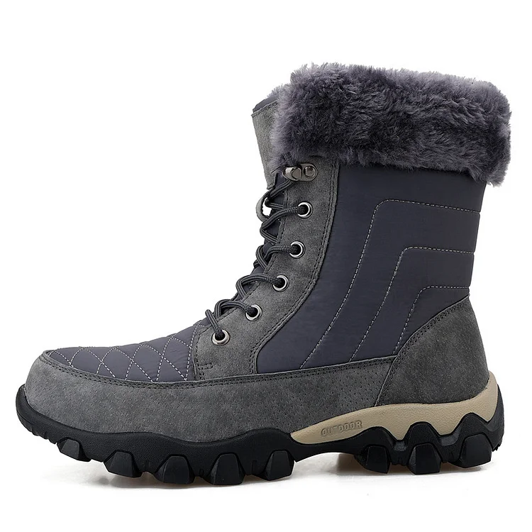 Men's Warm Fleece Lined Waterproof High Top Fur Snow Boots