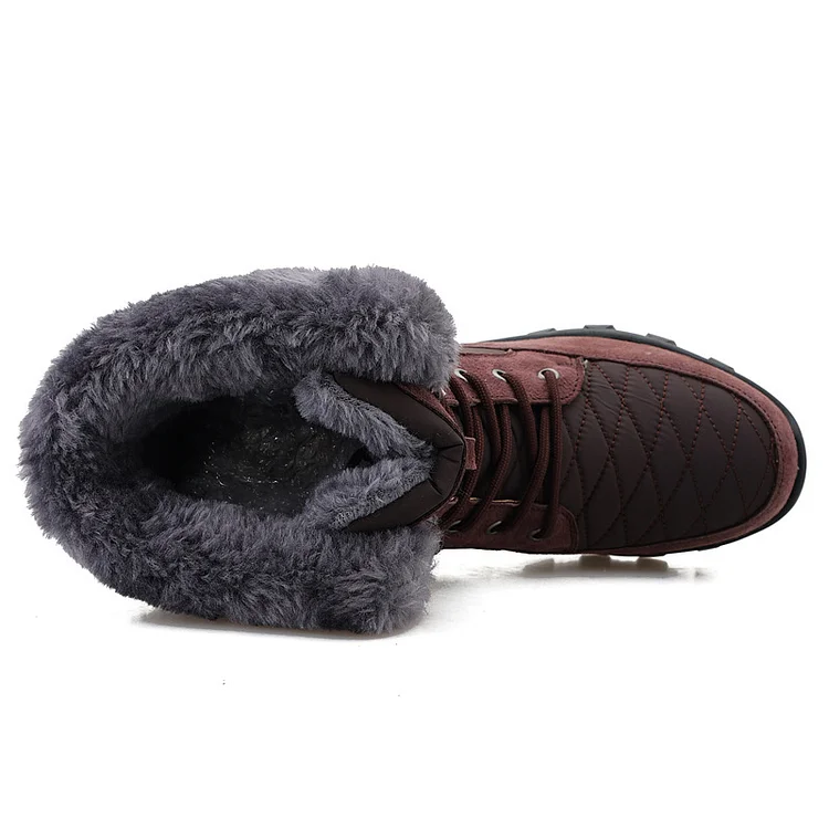 Men's Warm Fleece Lined Waterproof High Top Fur Snow Boots