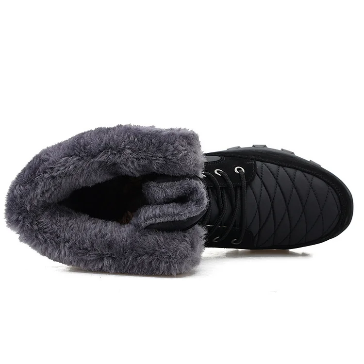 Men's Warm Fleece Lined Waterproof High Top Fur Snow Boots