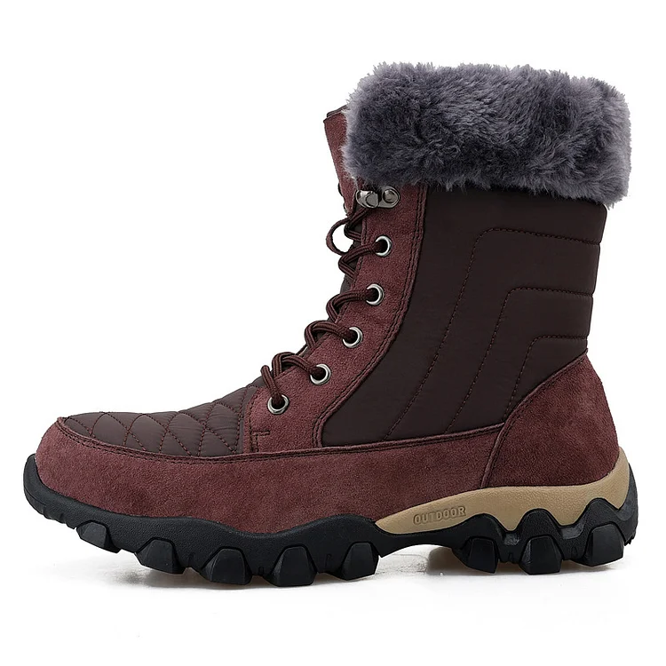 Men's Warm Fleece Lined Waterproof High Top Fur Snow Boots