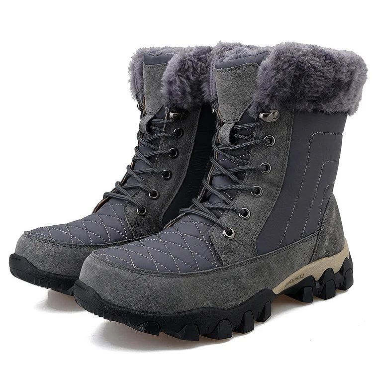 Men’s Warm Fleece Lined Waterproof High Top Fur Snow Boots