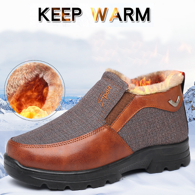 Men's Winter Fleece Waterproof Warm Non-Slip Comfortable Shoes Snow Ankle Boots