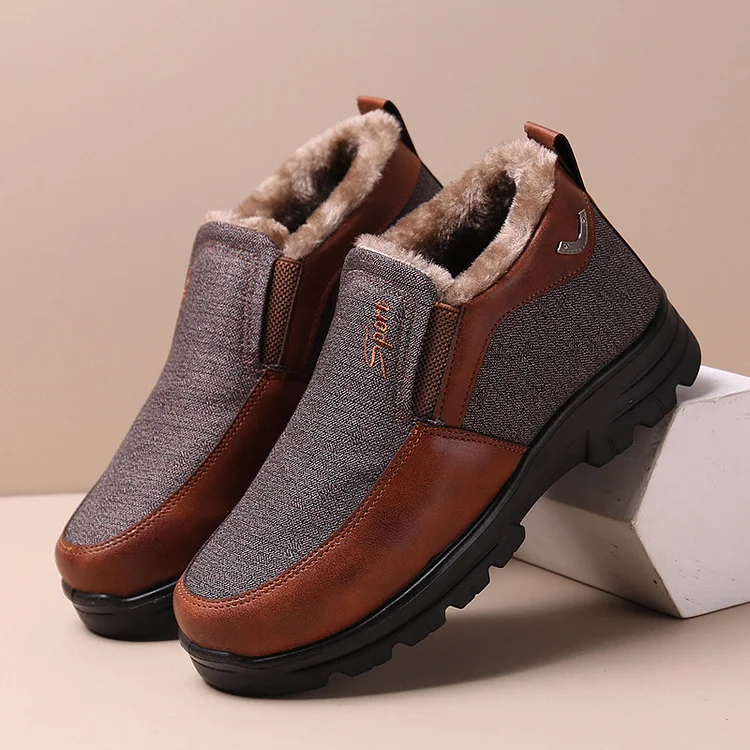 Men's Winter Fleece Waterproof Warm Non-Slip Comfortable Shoes Snow Ankle Boots