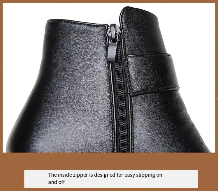 Moostep Genuine Leather Metal Buckle Velvet Boots