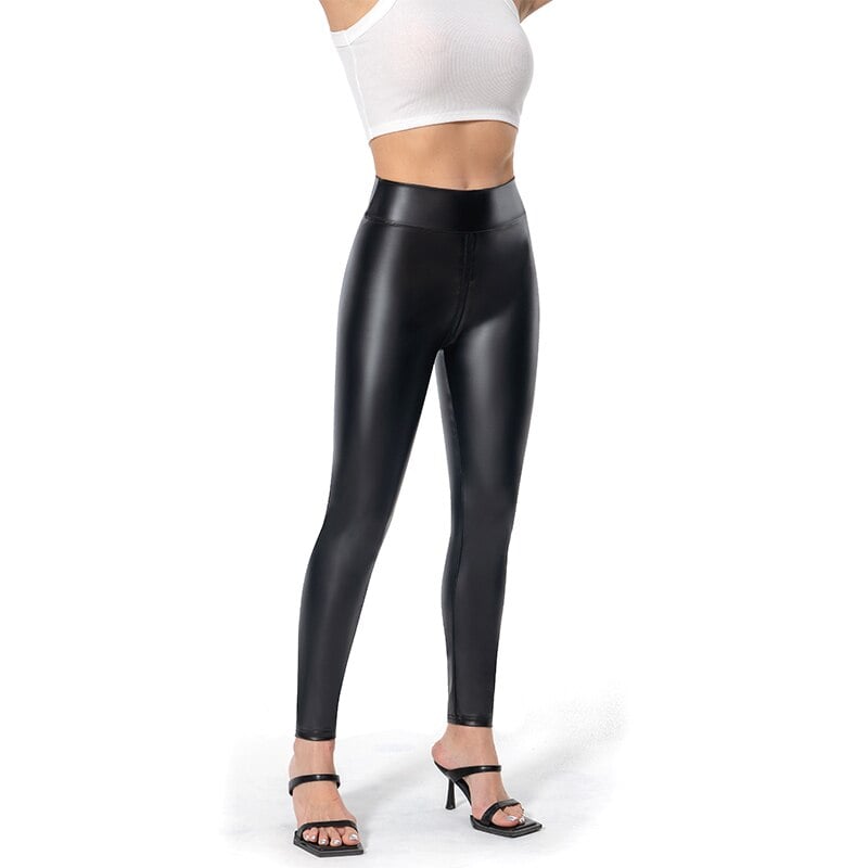 Open Crotch Leather Leggings