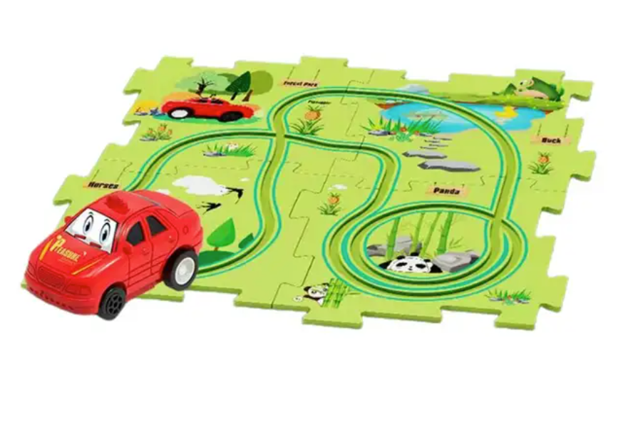 PuzzleRaceway Kids Car Track Set