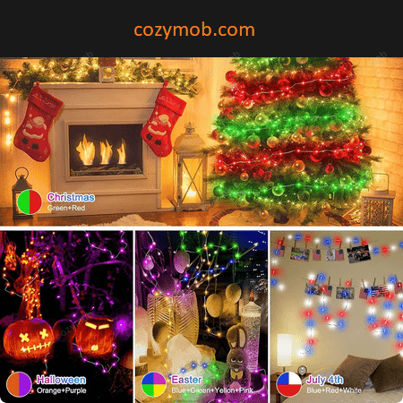 RGB Christmas LED Lights Fairy-String Smart Bluetooth Control + Music Sync.