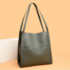 Solid Color Simple Genuine Leather Shoulder Bag