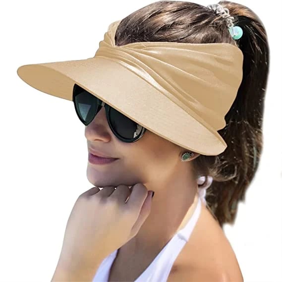 Summer Womens Sun Visor Hat Wide Brim UPF 50+ UV Protection Beach Sport Cap