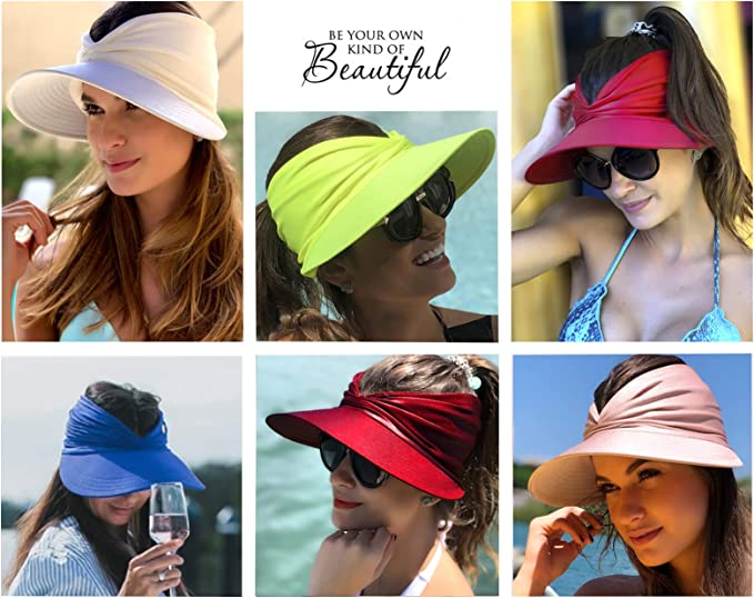 Summer Womens Sun Visor Hat Wide Brim UPF 50+ UV Protection Beach Sport Cap