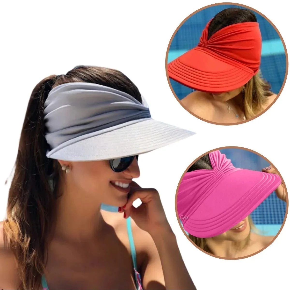 Summer Womens Sun Visor Hat Wide Brim UPF 50+ UV Protection Beach Sport Cap