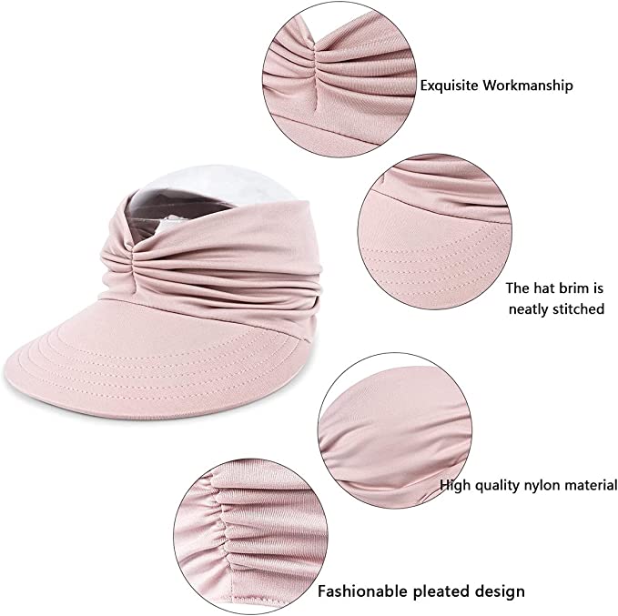 Summer Womens Sun Visor Hat Wide Brim UPF 50+ UV Protection Beach Sport Cap