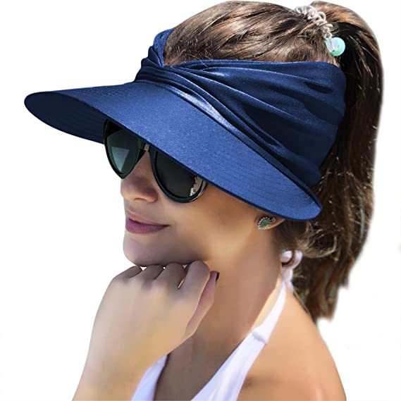 Summer Womens Sun Visor Hat Wide Brim UPF 50+ UV Protection Beach Sport Cap