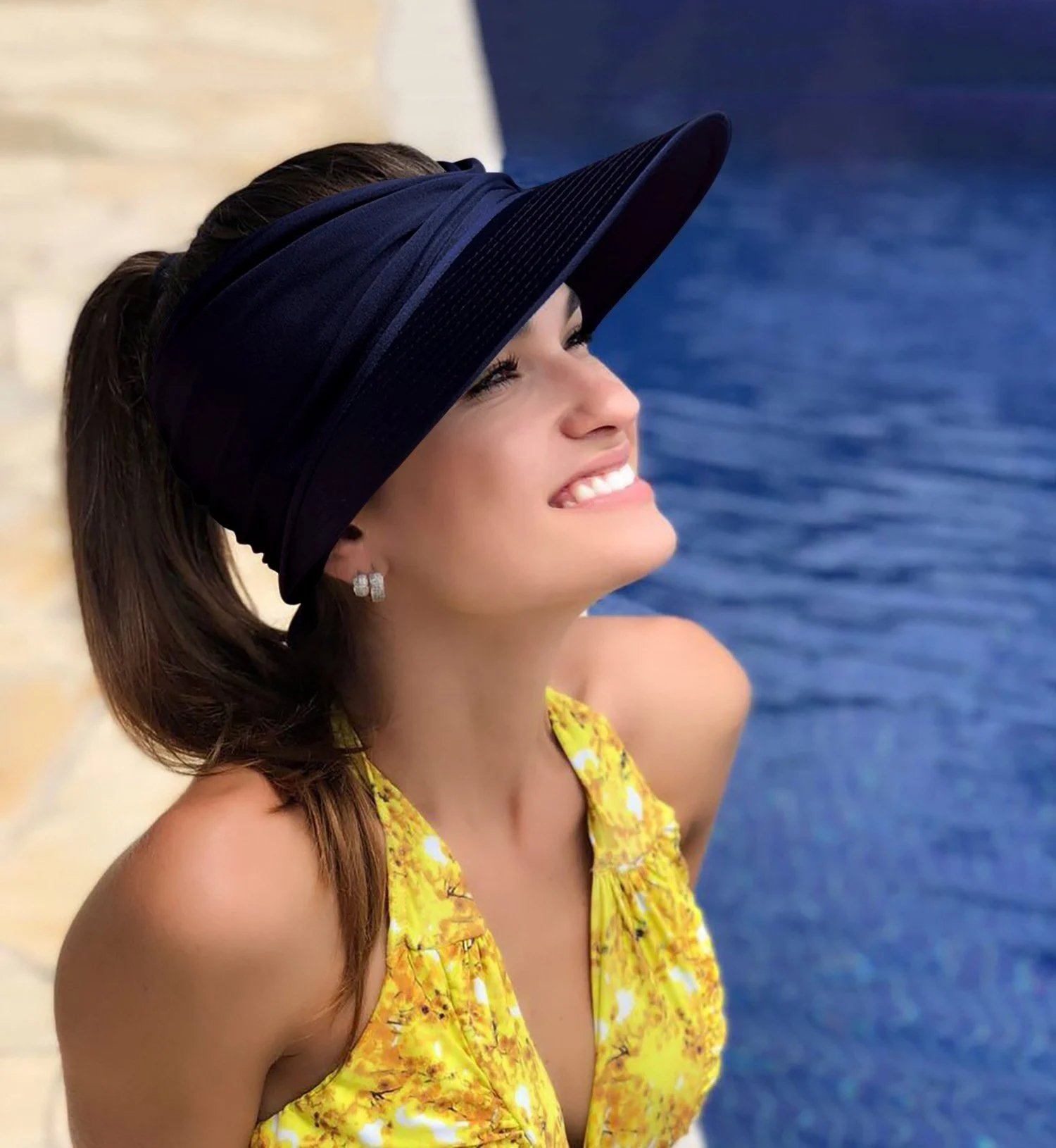 Summer Womens Sun Visor Hat Wide Brim UPF 50+ UV Protection Beach Sport Cap