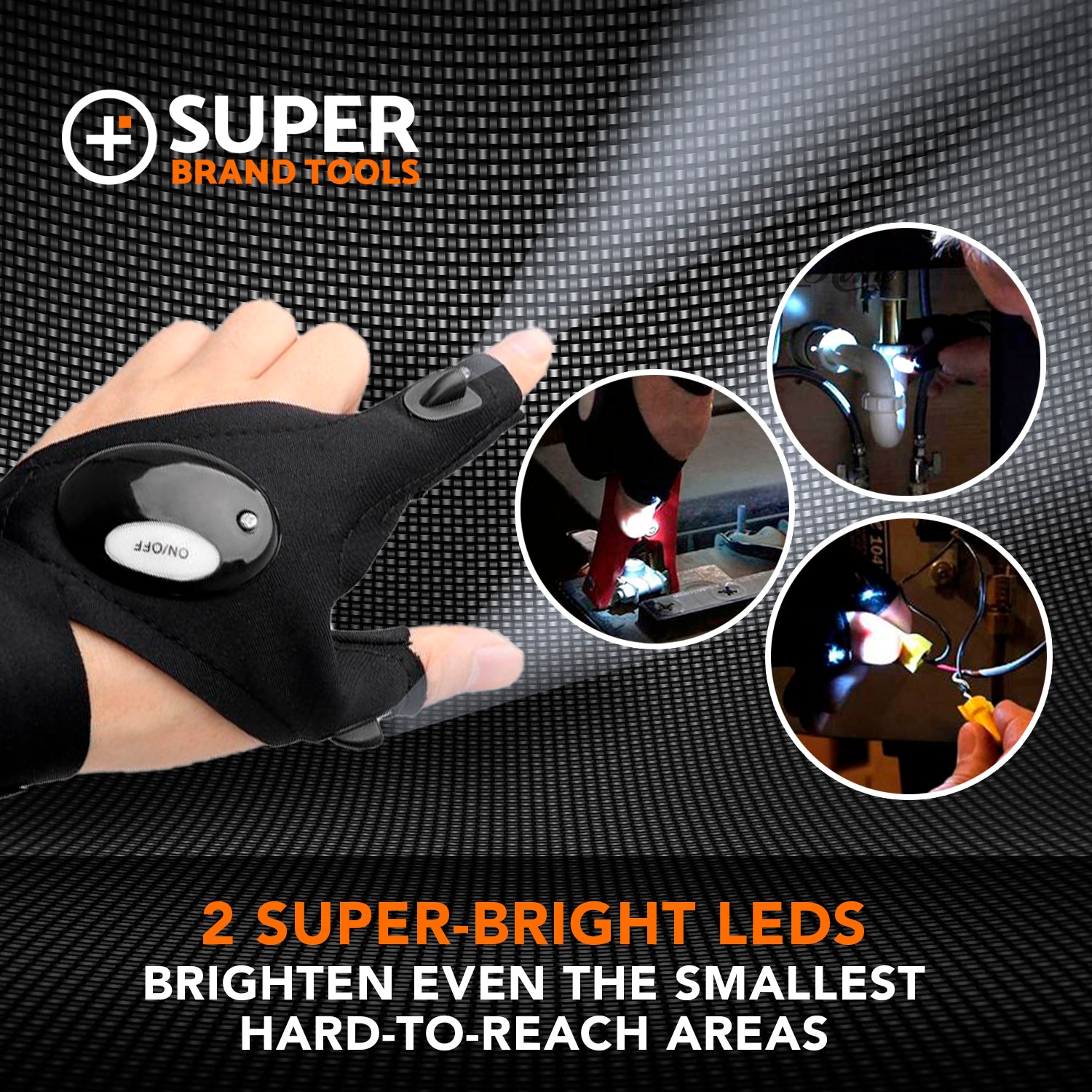 SuperGloves LED Flashlight Gloves - A Light Exactly Where You Need it!