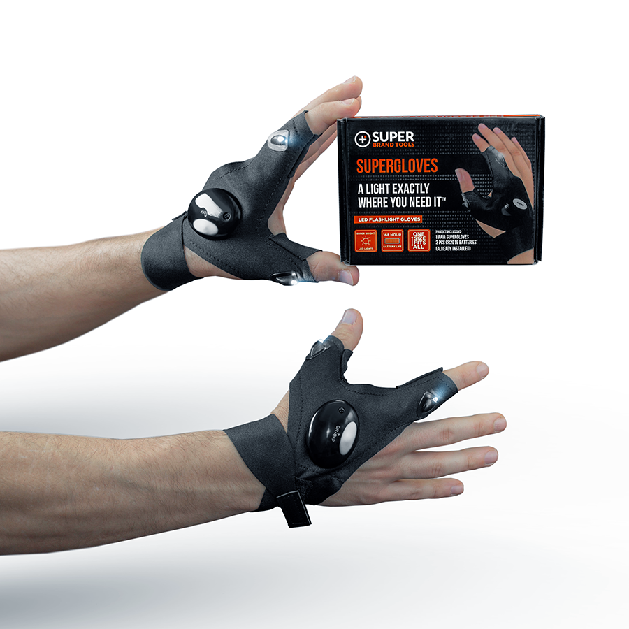 SuperGloves LED Flashlight Gloves - A Light Exactly Where You Need it!