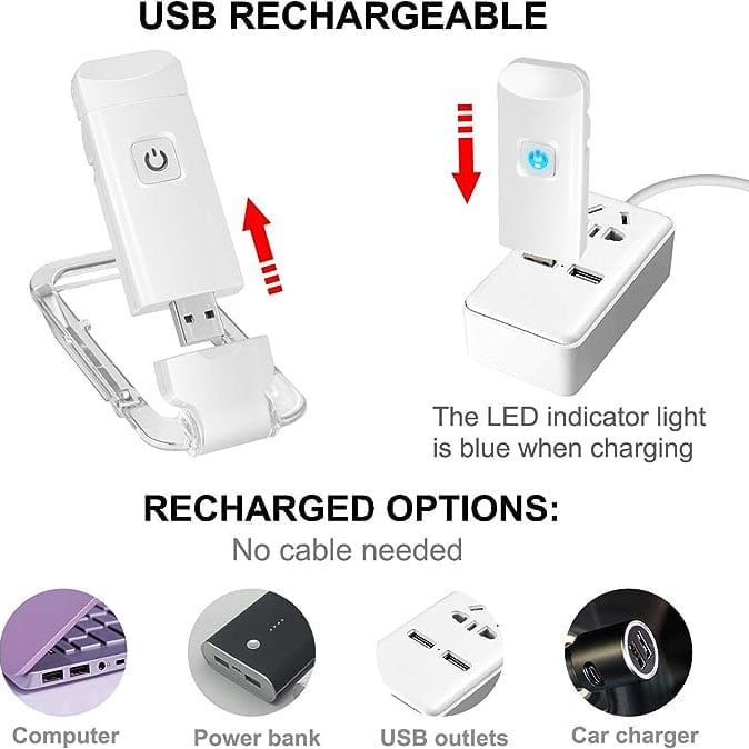 USB Rechargeable Book LED Light with Clip for Reading in Bed-BUY 3 GET 15% OFF