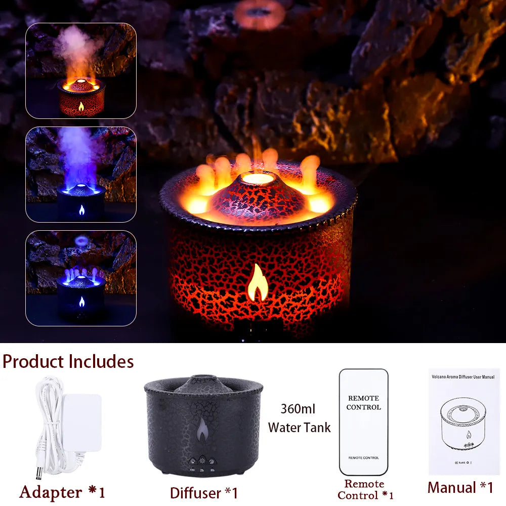 Volcano Fire Flame Air Humidifier Aroma Diffuser