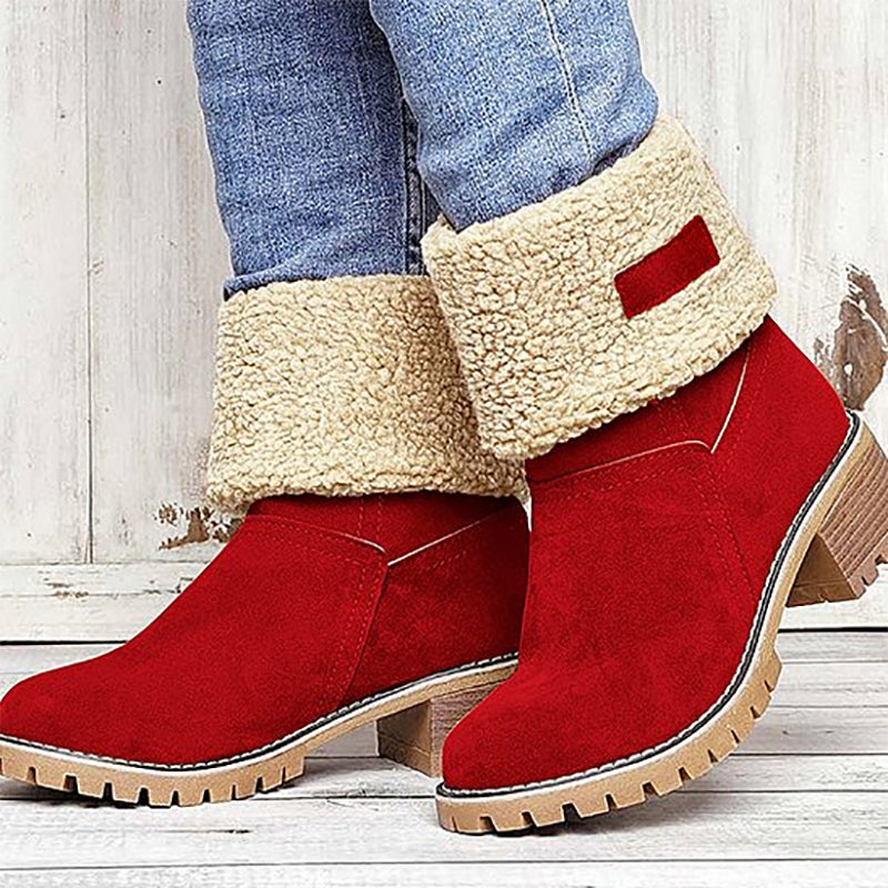 Zekear Women's Chunky Heel Round Toe Snow Boots