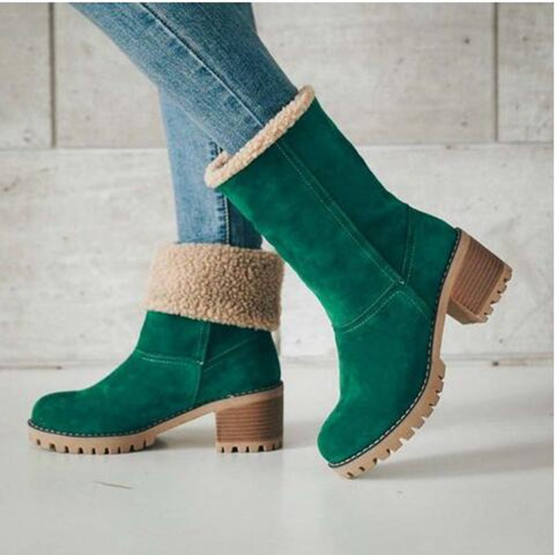 Women’s Chunky Heel Round Toe Snow Boots