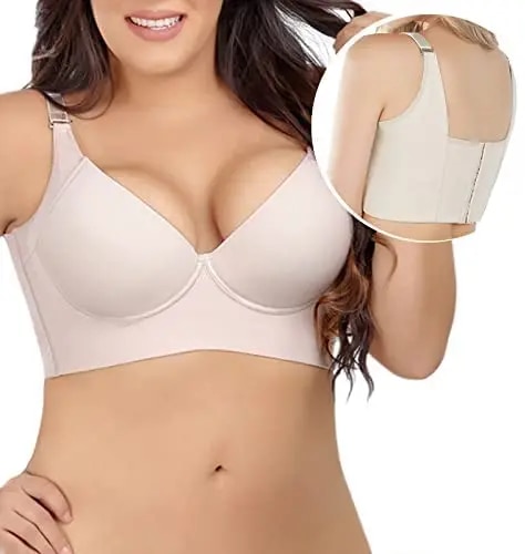 Women's Deep Cup Bra Hide Back Fat Full Back Coverage Push Up Bra With Shapewear Incorporated