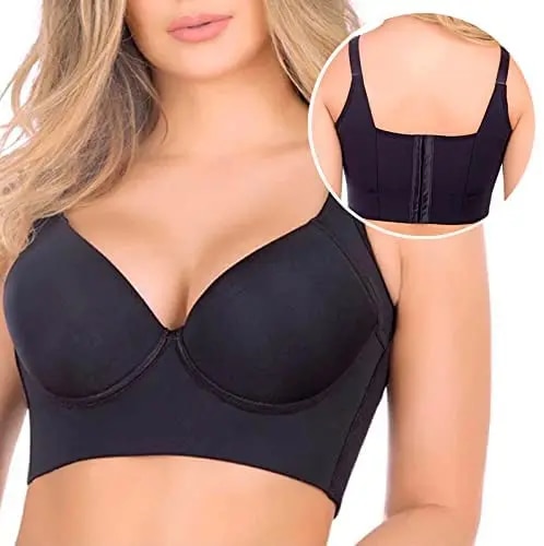 Women's Deep Cup Bra Hide Back Fat Full Back Coverage Push Up Bra With Shapewear Incorporated