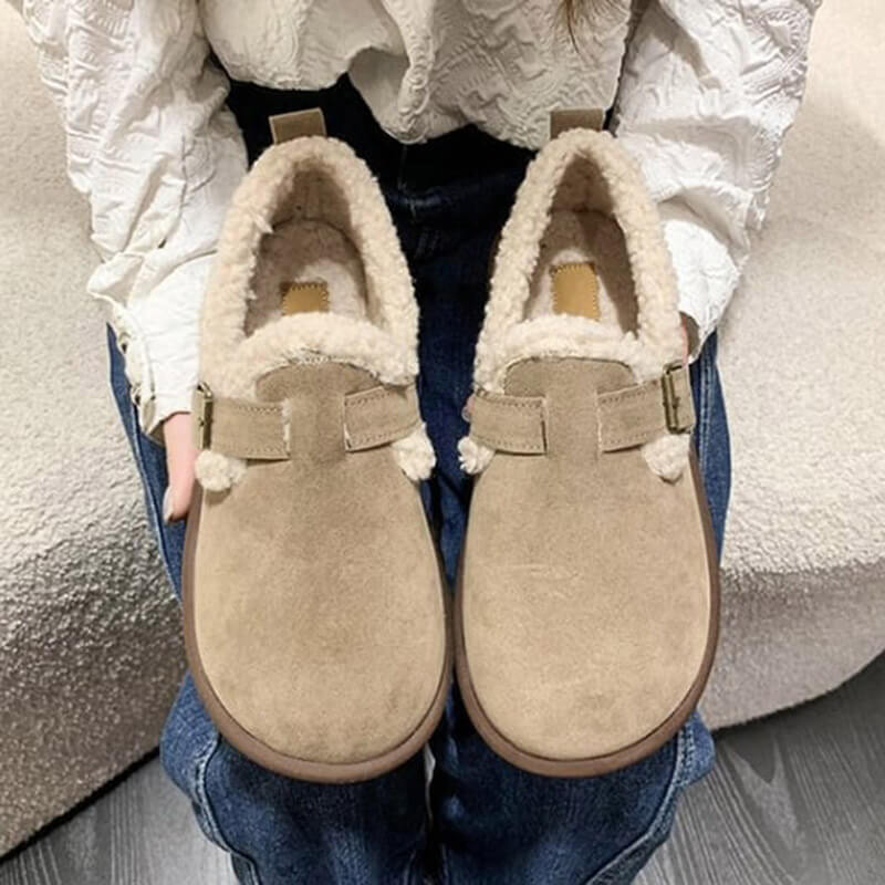 Women's plush round toe slip-on flats