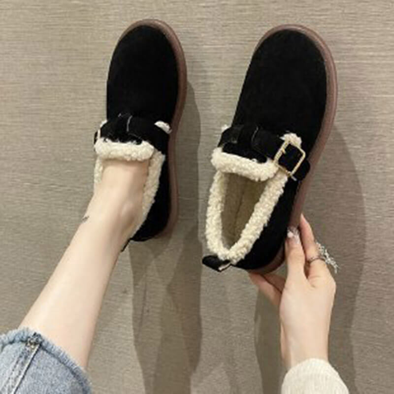 Women's plush round toe slip-on flats