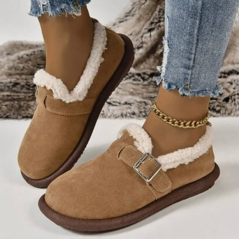 Women's plush round toe slip-on flats