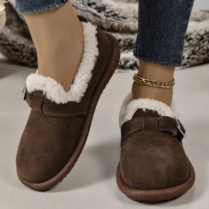 Women's plush round toe slip-on flats