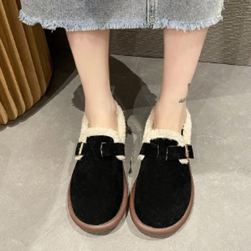 Women's plush round toe slip-on flats