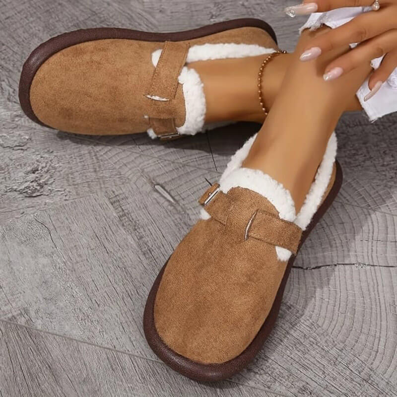 Women's plush round toe slip-on flats