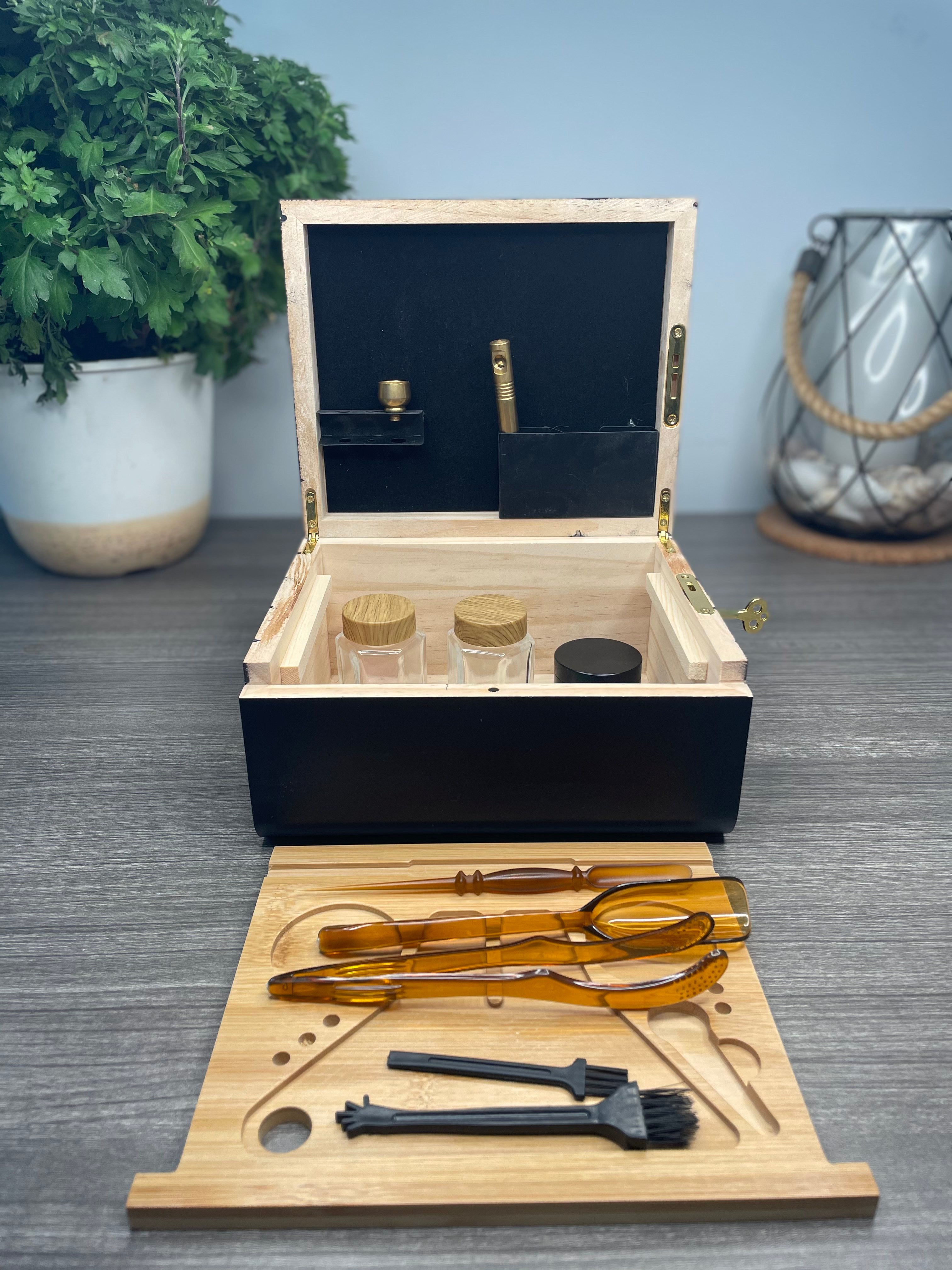 Wood Storage Set With Tray Bamboo Stash Box