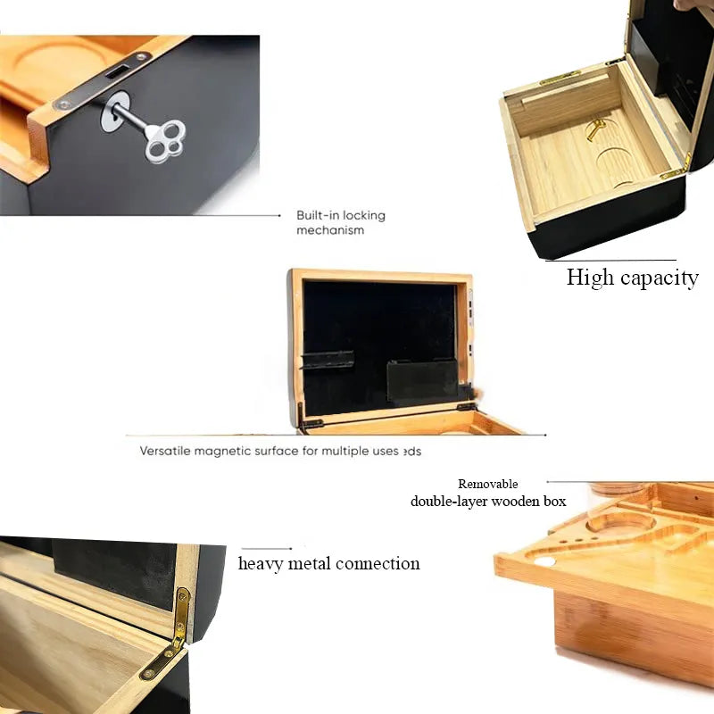 Wood Storage Set With Tray Bamboo Stash Box