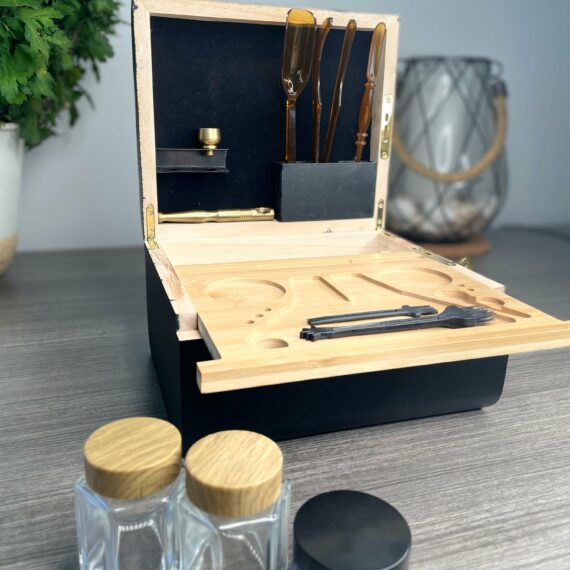 Wood Storage Set With Tray Bamboo Stash Box