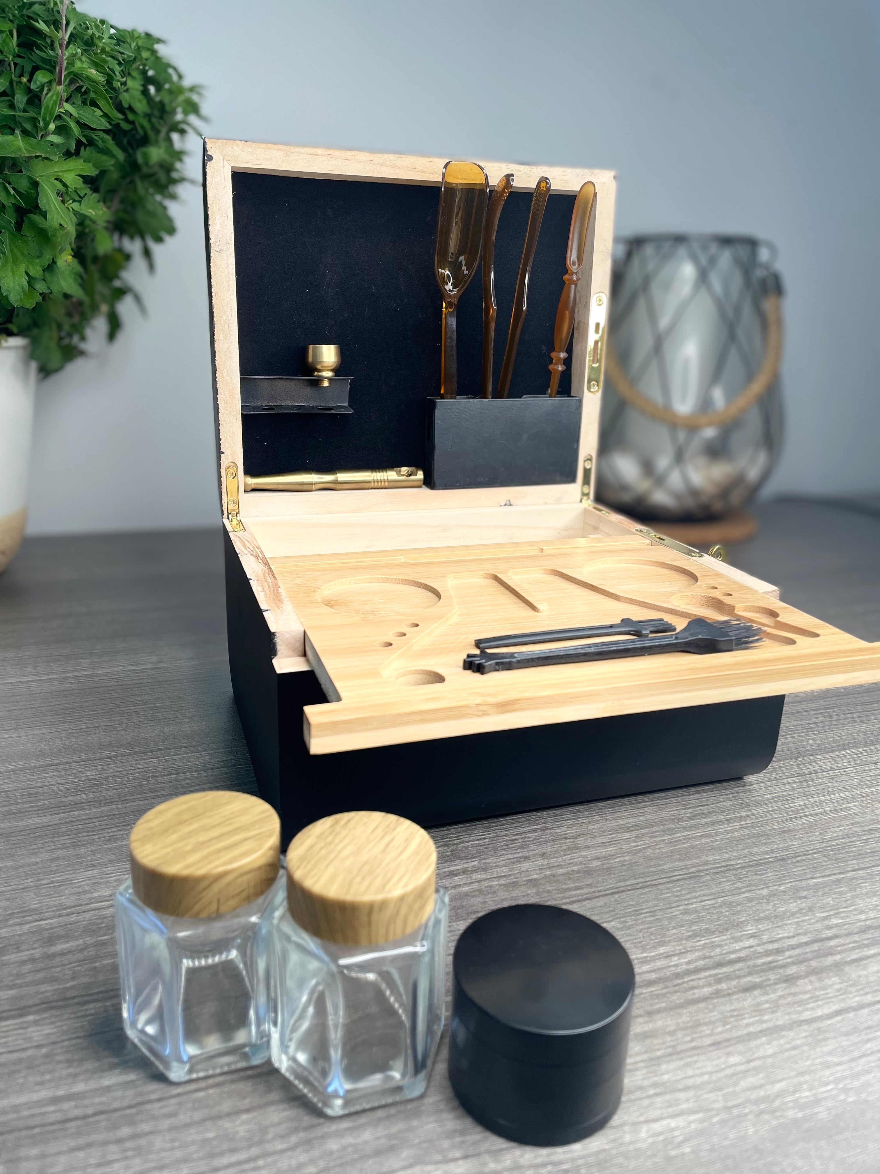 Wood Storage Set With Tray Bamboo Stash Box