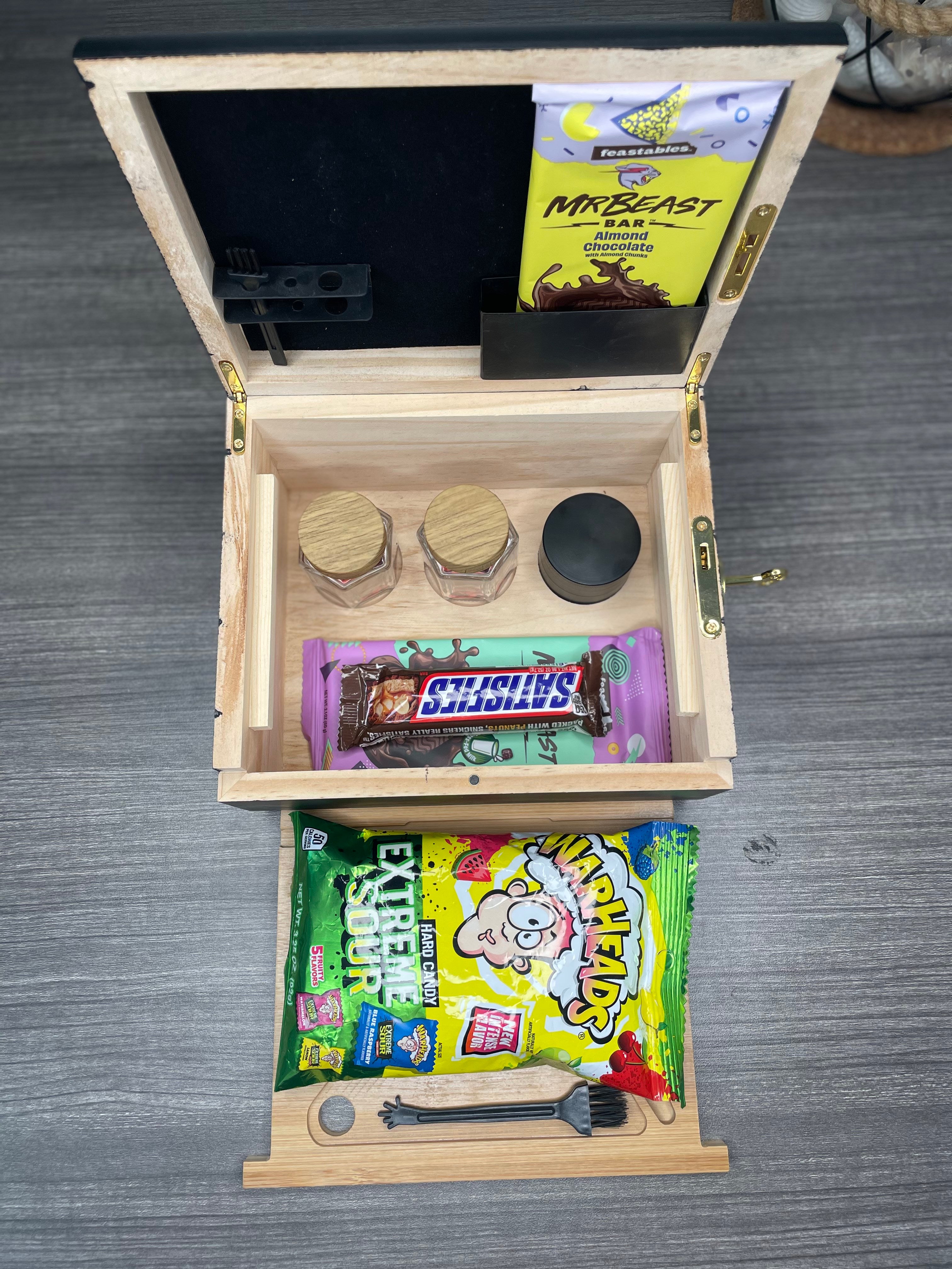 Wood Storage Set With Tray Bamboo Stash Box