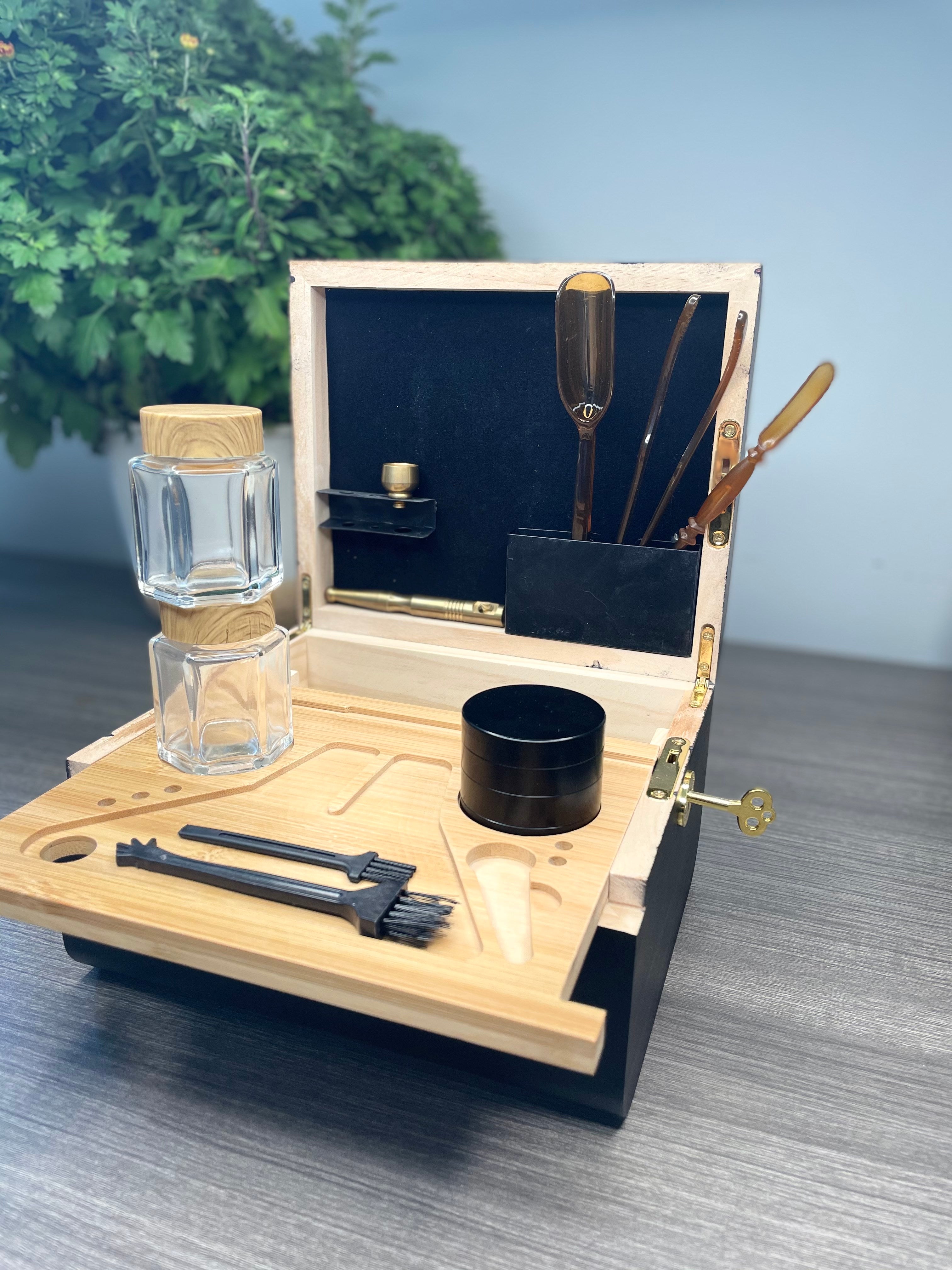 Wood Storage Set With Tray Bamboo Stash Box