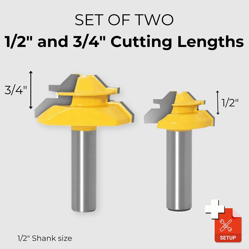 WoodyLock 45Â° Lock Miter Router Bit - 1/2" Shank