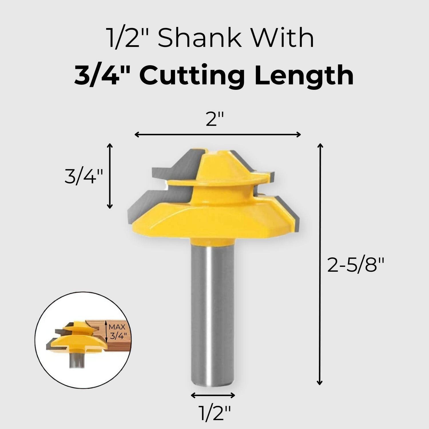 WoodyLock 45Â° Lock Miter Router Bit - 1/2" Shank