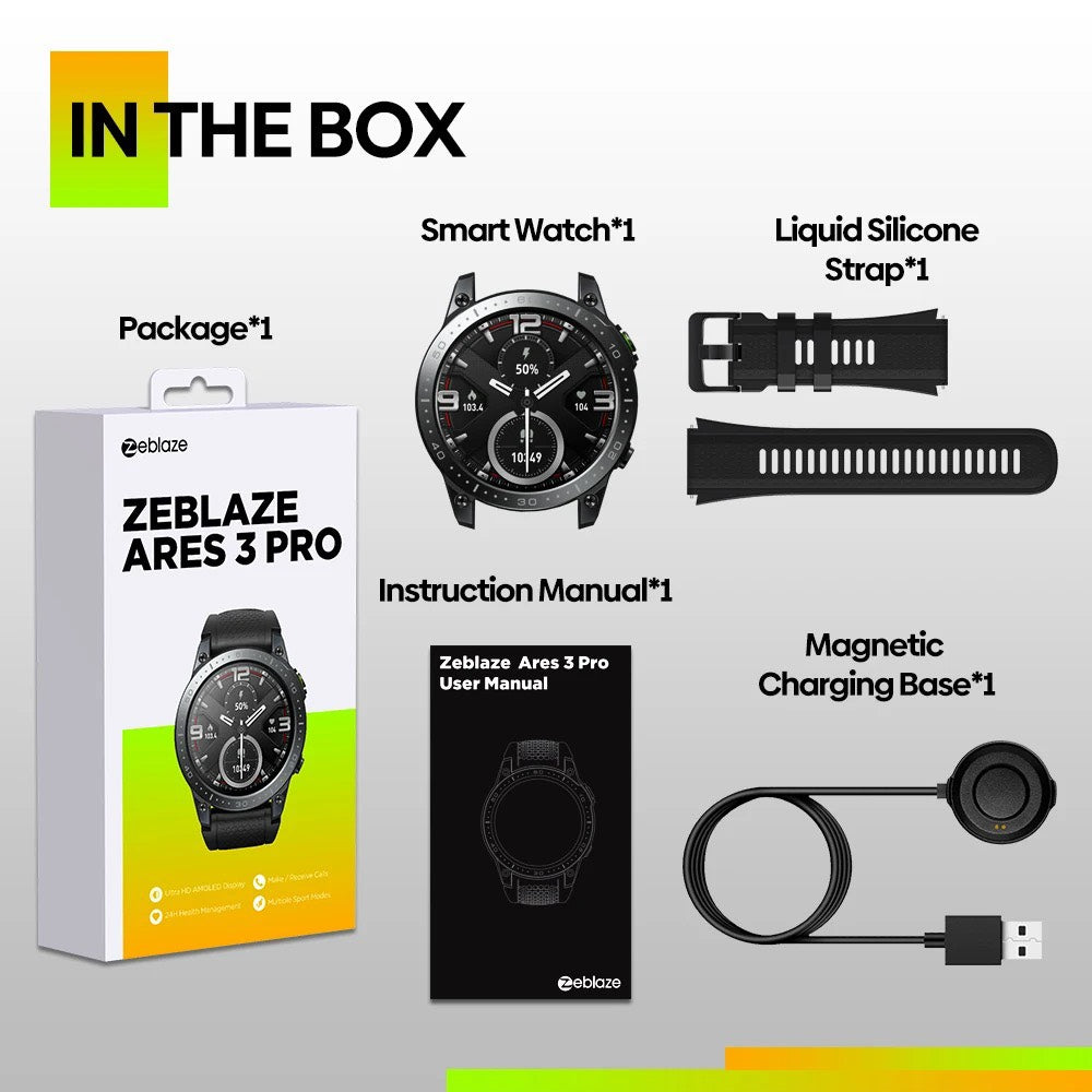 Zeblaze Ares 3 Pro Smart Watch Ultra HD AMOLED Display