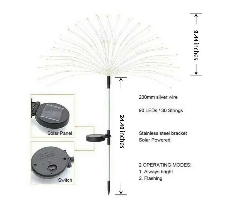 2023 Christmas Hot Sale 80% OFF - Waterproof Solar Garden Fireworks Lamp