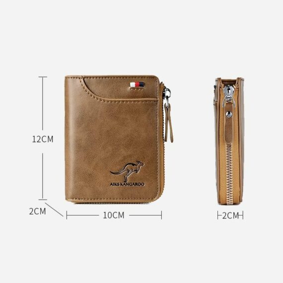 (2023-Christmas Hot Sale) Men Wallet Zipper Genuine Leather Purse (RFID PROTECTED)