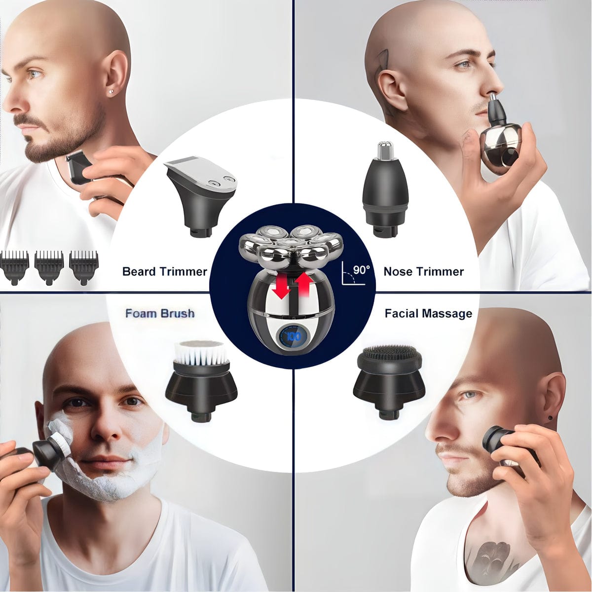 6-In-1 Men's Electric Head Shaver Razor