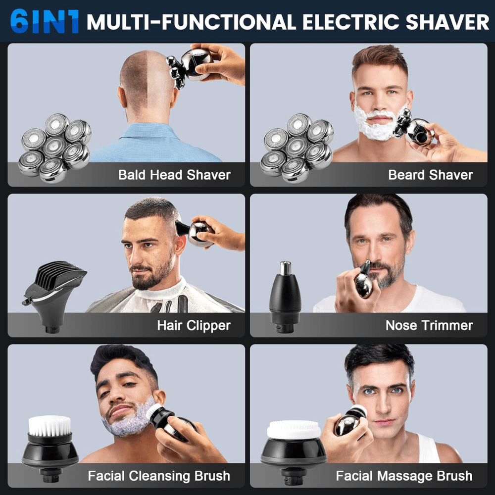 6-In-1 Men's Electric Head Shaver Razor