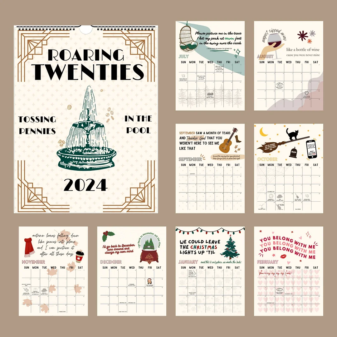 Allymakesmagic | 2024 Roaring Twenties Calendar - 2024 TS Lyrics Calendar