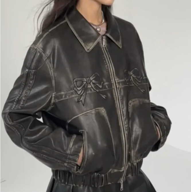 Bow Leather Jacket