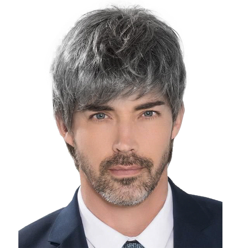 Business Natural And Realistic Full Wig For Medium-elderly Men